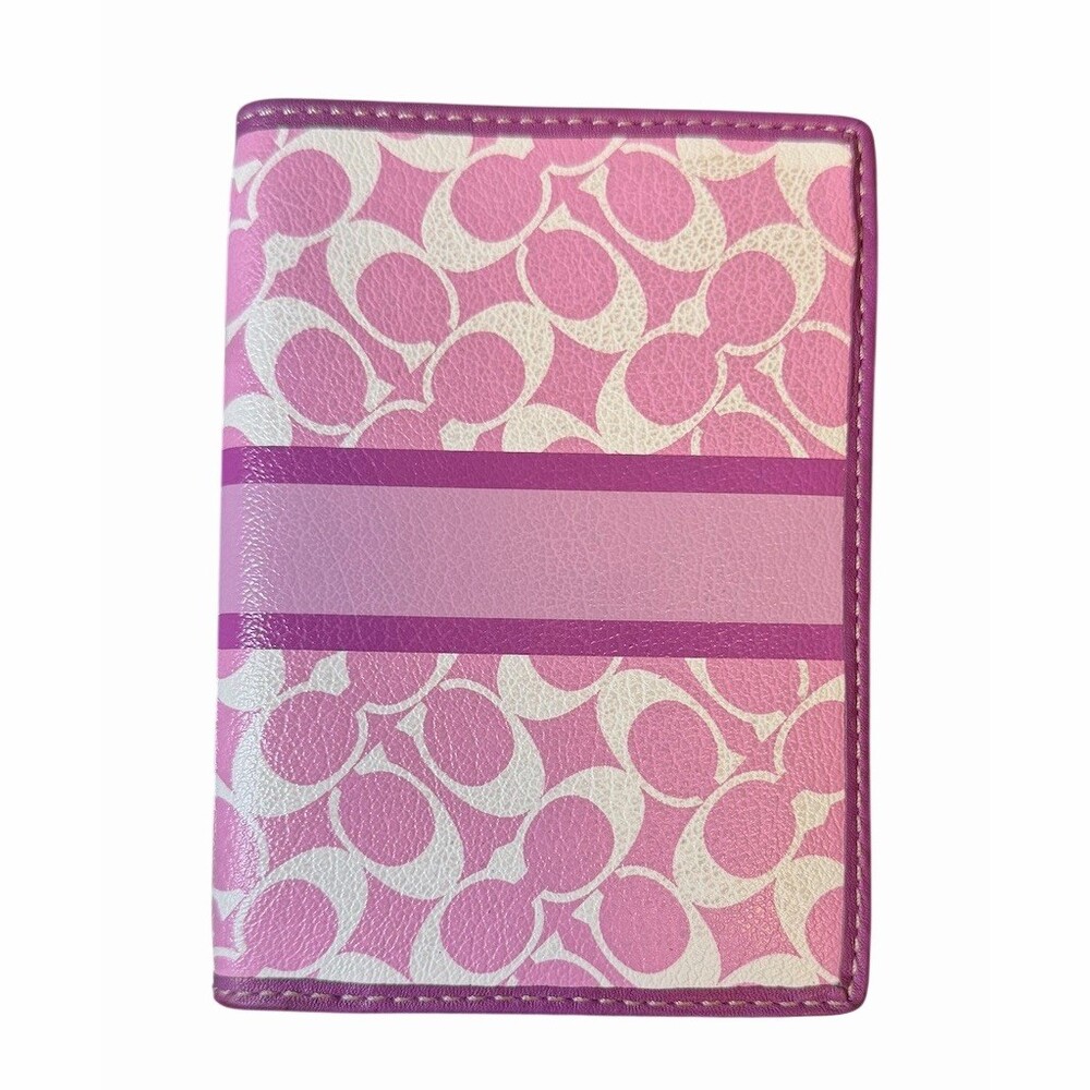 Coach Passport Holder In Berry Purple Signature C Pattern